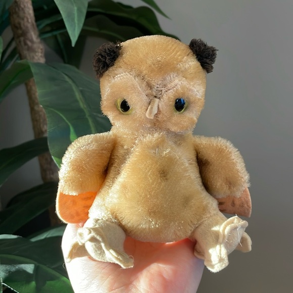 Vintage Other - Vintage 1950s 1960s STEIFF Owl Plush Felt Rare Glass Eyes Stuff Animal